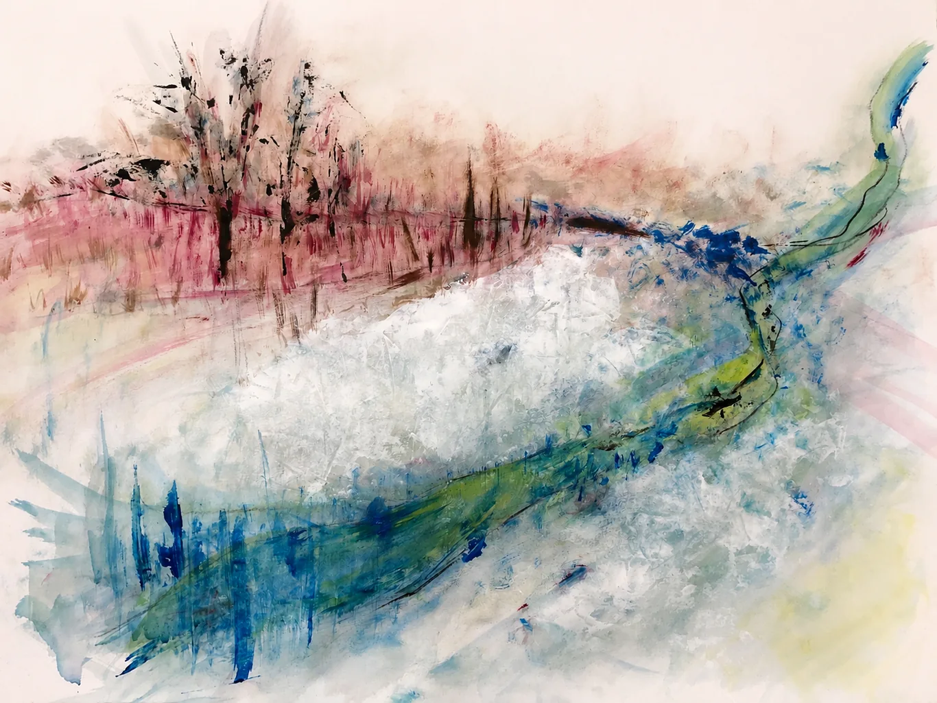 MEMORIAE, paysage abstrait traversé d’une ligne bleue